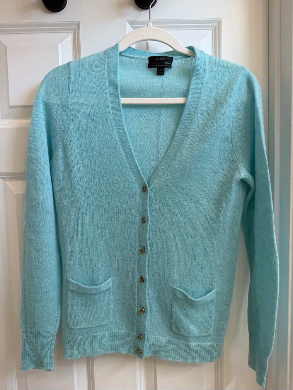 J. Crew Light Blue V-Neck Alpaca Cardigan